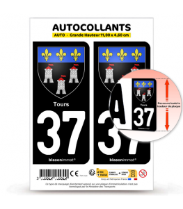 37 Tours - Armoiries | Autocollant plaque immatriculation®
