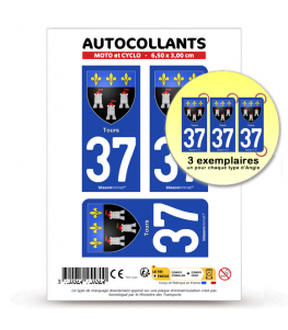 37 Tours - Armoiries | Autocollant plaque immatriculation®