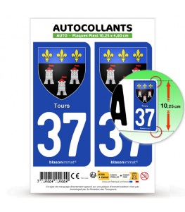 37 Tours - Armoiries | Autocollant plaque immatriculation®