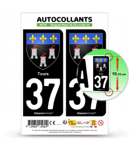 37 Tours - Armoiries | Autocollant plaque immatriculation®