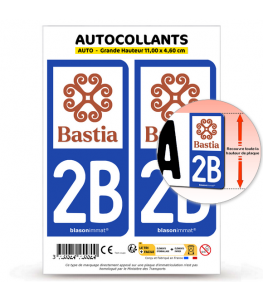 2B Bastia - Ville | Autocollant plaque immatriculation®