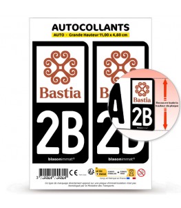 2B Bastia - Ville | Autocollant plaque immatriculation®