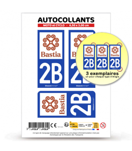 2B Bastia - Ville | Autocollant plaque immatriculation®