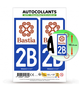 2B Bastia - Ville | Autocollant plaque immatriculation®