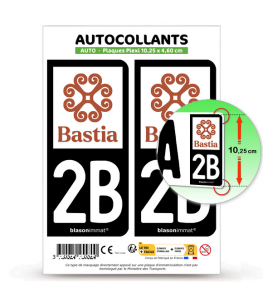 2B Bastia - Ville | Autocollant plaque immatriculation®