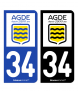 34 Agde - Commune | Autocollant plaque immatriculation®