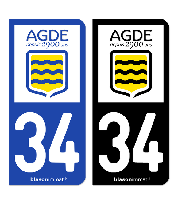 34 Agde - Commune | Autocollant plaque immatriculation®