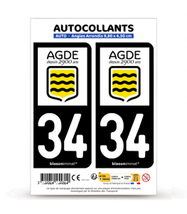 34 Agde - Commune | Autocollant plaque immatriculation®