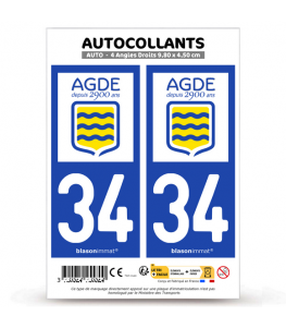 34 Agde - Commune | Autocollant plaque immatriculation®