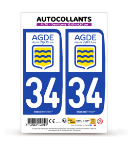 34 Agde - Commune | Autocollant plaque immatriculation®