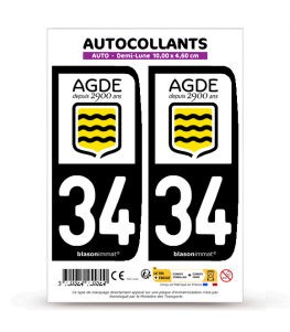 34 Agde - Commune | Autocollant plaque immatriculation®