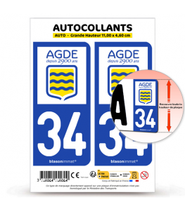 34 Agde - Commune | Autocollant plaque immatriculation®