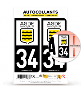 34 Agde - Commune | Autocollant plaque immatriculation®