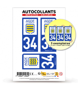 34 Agde - Commune | Autocollant plaque immatriculation®