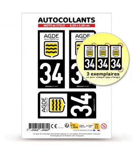 34 Agde - Commune | Autocollant plaque immatriculation®