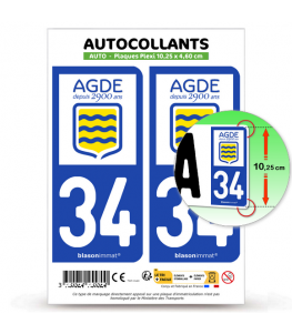 34 Agde - Commune | Autocollant plaque immatriculation®