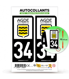 34 Agde - Commune | Autocollant plaque immatriculation®