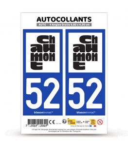 52 Chaumont - Ville | Autocollant plaque immatriculation®