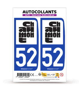 52 Chaumont - Ville | Autocollant plaque immatriculation®