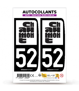 52 Chaumont - Ville | Autocollant plaque immatriculation®