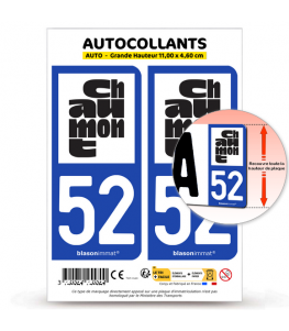 52 Chaumont - Ville | Autocollant plaque immatriculation®