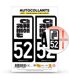 52 Chaumont - Ville | Autocollant plaque immatriculation®
