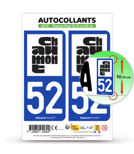 52 Chaumont - Ville | Autocollant plaque immatriculation®