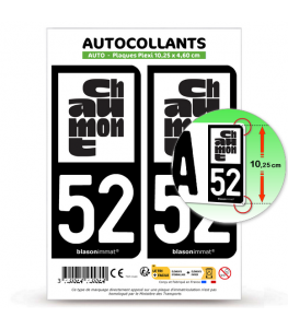 52 Chaumont - Ville | Autocollant plaque immatriculation®