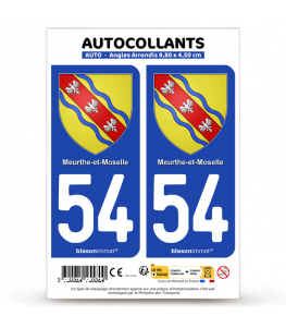 54 Meurthe-et-Moselle - Armoiries | Autocollant plaque immatriculation®