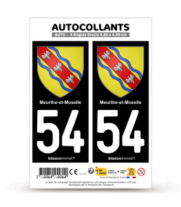 54 Meurthe-et-Moselle - Armoiries | Autocollant plaque immatriculation®