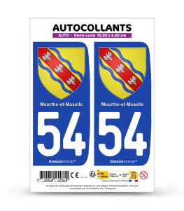54 Meurthe-et-Moselle - Armoiries | Autocollant plaque immatriculation®