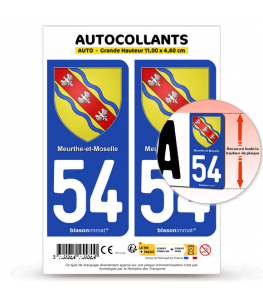54 Meurthe-et-Moselle - Armoiries | Autocollant plaque immatriculation®