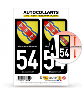 54 Meurthe-et-Moselle - Armoiries | Autocollant plaque immatriculation®