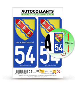 54 Meurthe-et-Moselle - Armoiries | Autocollant plaque immatriculation®