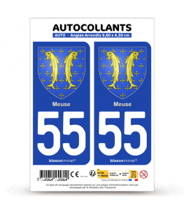 55 Meuse - Armoiries | Autocollant plaque immatriculation®