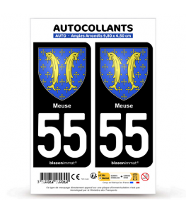 55 Meuse - Armoiries | Autocollant plaque immatriculation®