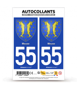 55 Meuse - Armoiries | Autocollant plaque immatriculation®