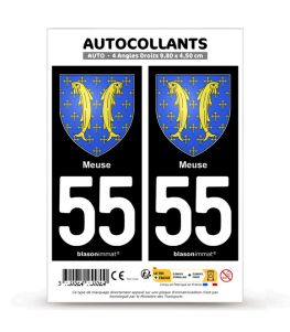 55 Meuse - Armoiries | Autocollant plaque immatriculation®