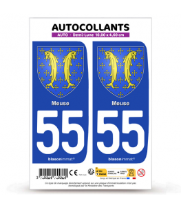 55 Meuse - Armoiries | Autocollant plaque immatriculation®