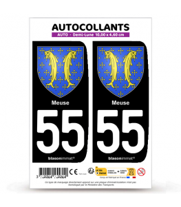 55 Meuse - Armoiries | Autocollant plaque immatriculation®