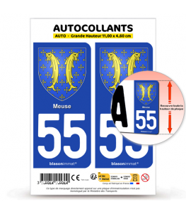 55 Meuse - Armoiries | Autocollant plaque immatriculation®