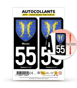 55 Meuse - Armoiries | Autocollant plaque immatriculation®