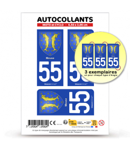 55 Meuse - Armoiries | Autocollant plaque immatriculation®
