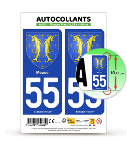 55 Meuse - Armoiries | Autocollant plaque immatriculation®