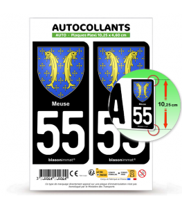 55 Meuse - Armoiries | Autocollant plaque immatriculation®