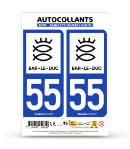 55 Bar-le-Duc - Ville | Autocollant plaque immatriculation®