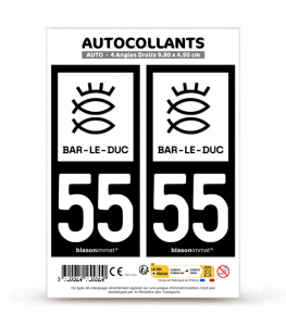 55 Bar-le-Duc - Ville | Autocollant plaque immatriculation®