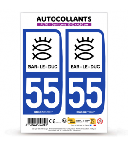 55 Bar-le-Duc - Ville | Autocollant plaque immatriculation®