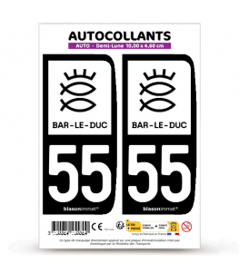 55 Bar-le-Duc - Ville | Autocollant plaque immatriculation®