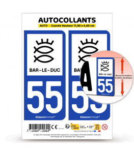 55 Bar-le-Duc - Ville | Autocollant plaque immatriculation®